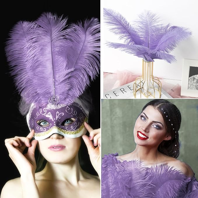 NEWONG 30pcs Light Purple Ostrich Feathers Natural Bulk 11-14inch Vase Craft - Image 7