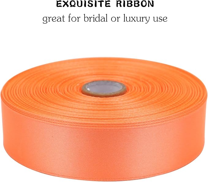 Orange Solid Satin Ribbon 1 Inch 50 Yards Solid Polyester Fabric Ribbon - Image 4