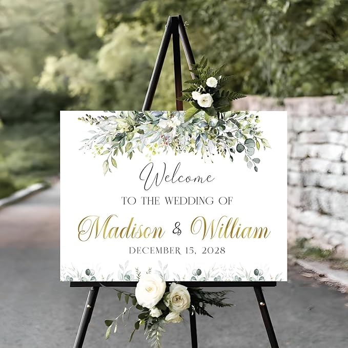 Personalized Wedding Welcome Sign, Easel Stand by Jewelry