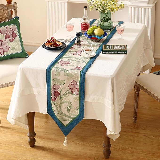 patdrea Designer Elegant Bright Linen Extra Long Table Runner 118 Inch Long - Image 2