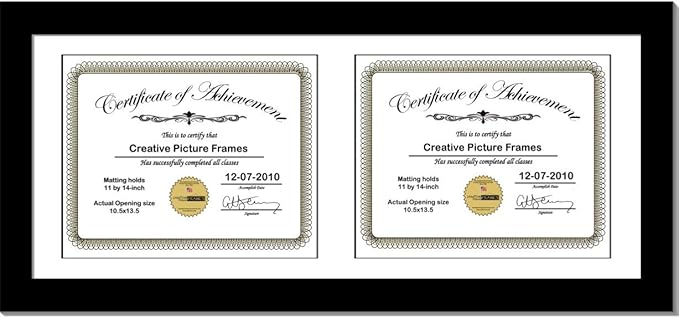 Creative Picture Frames 14X30Bk-W Black Horizontal Double Diploma Frame by CreativePictureFrames