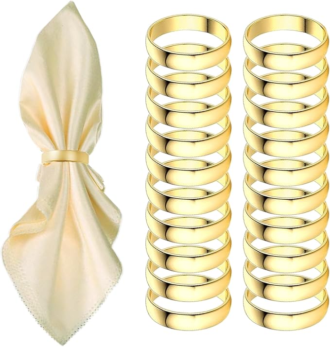 Gold Napkin Rings-20 Pcs Stainless Steel Napkin Rings, Metal Napkin Ring by GERILKAI