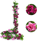 JUSTOYOU 2 Pack Fake Rose Garland, Artificial Rose Vines Flowers Hanging Silk by JUSTOYOUARTIFICIALFLORAL