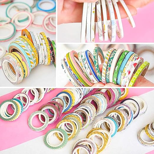 YUBX Exrta Slim Washi Tape Set Random Patterns 80 Rolls+ Bundle Printed Super - Image 8