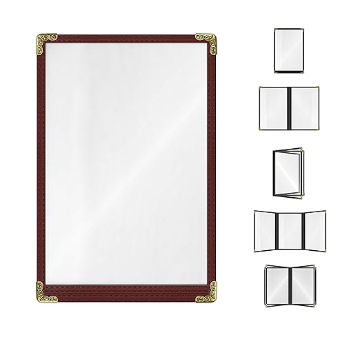 Goodsmart Restaurant Menu Covers – 25 Pack Burgundy 2-View, Top-Loading Menu by ACISuperPower