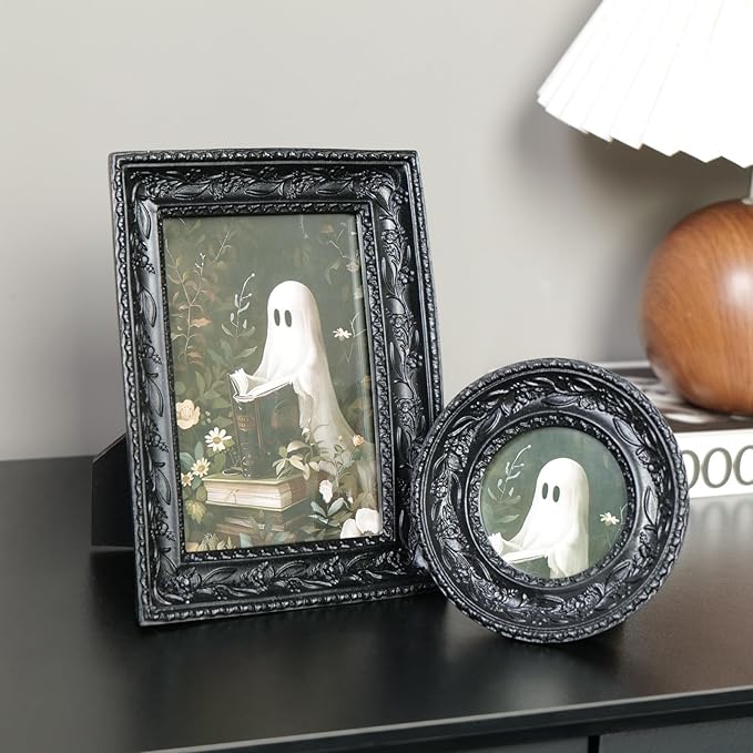 Cuspin Black Picture Frame Set of 2 Vintage Baroque Frames, Ornate Resin Photo - Image 9