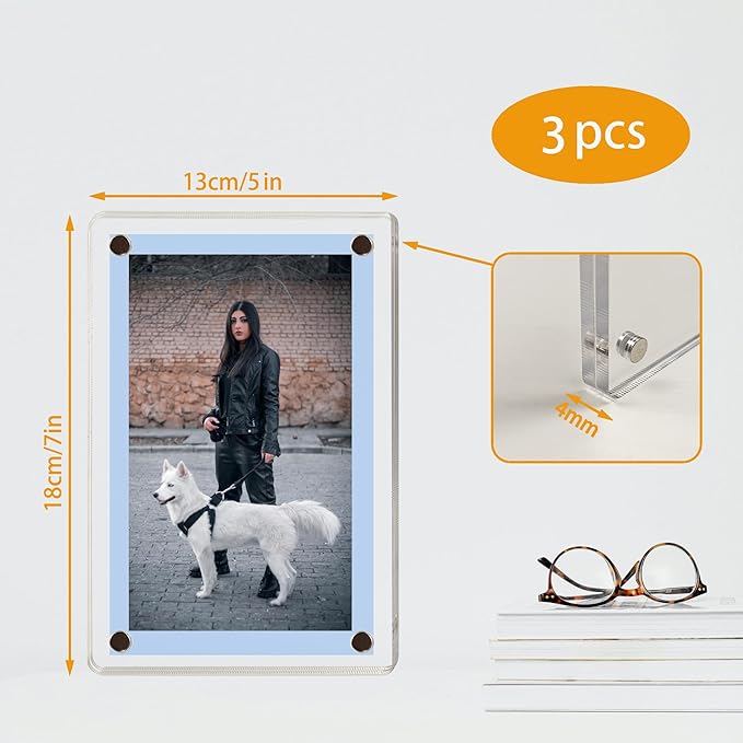 3 Pack acrylic fridge magnetic frame 5X7 Inch refrigerator photo magnet frames - Image 4
