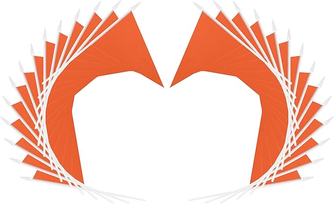 12 Pack Orange Pennant Flags Small Mini Hand Held Solid Color Pennant On Sticks - Image 3