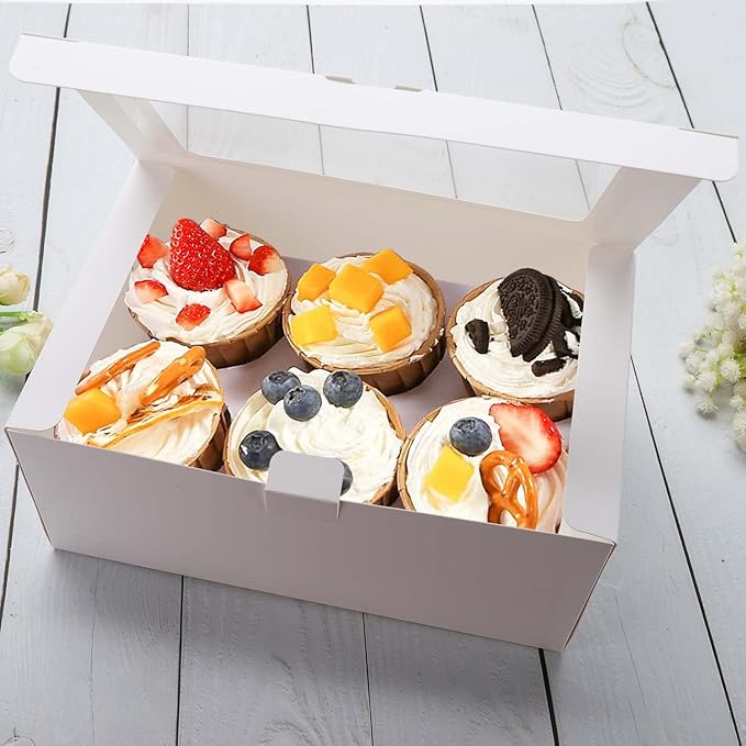 10-Set Cupcake Boxes with Inserts and Window Hold 6 Cupcakes, Cupcake - Image 6