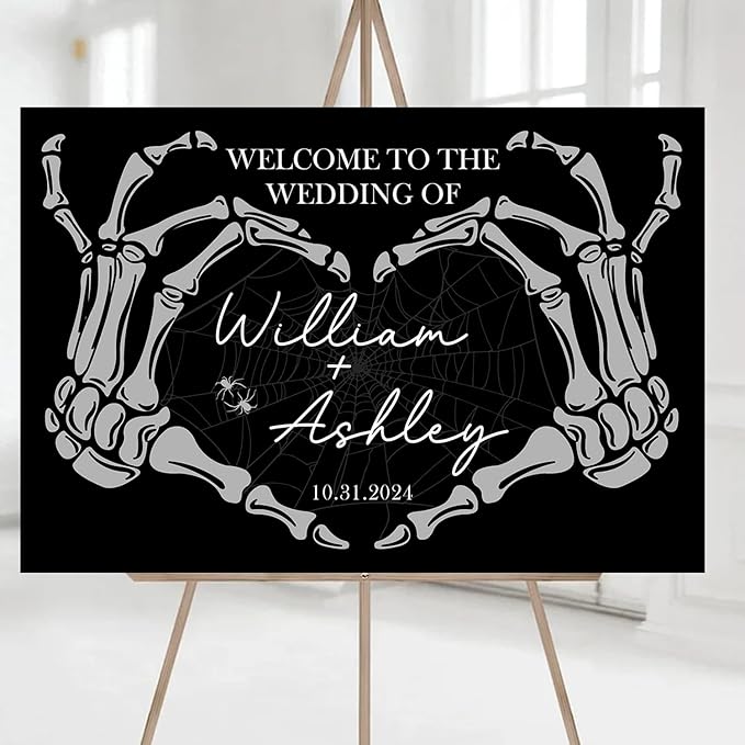 Welcome To Our Wedding Sign, Gothic Wedding, Wedding Sign Halloween Wedding - Image 5