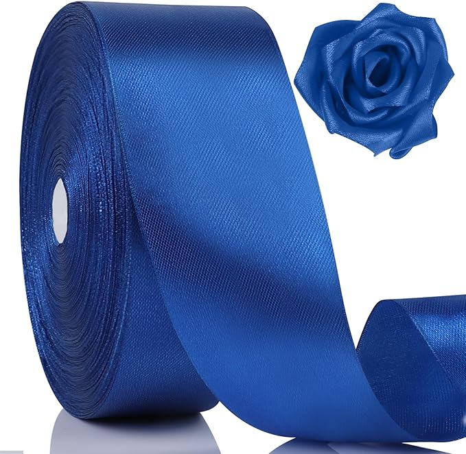 NESCCI 100 Yards Ribbon, 1-1/2 Inch Royal Blue Satin Ribbon, Single Face Satin by NESCCI