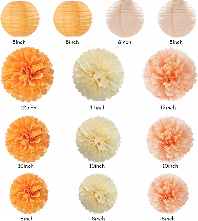 Beige-Orange Peach Fall-Boho Hanging Party-Decorations - Image 3