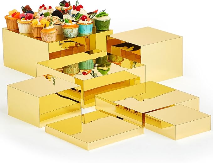 Leinuosen 7 Pcs Large Buffet Risers Set 6" to 12" Acrylic Display Box Catering by Leinuosen