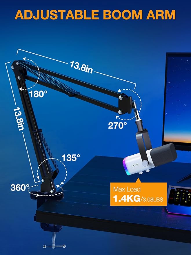 QuadCast Boom Arm, Mic Arm for Blue Yeti HyperX QuadCast SoloCast Fifine AM8 - Image 4