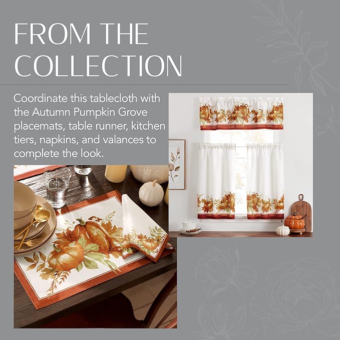 Elrene Home Fashions Autumn Pumpkin Grove Wrinkle Resistant Tablecloth - Image 6