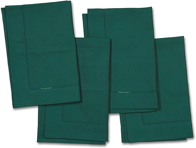 Green Cotton Linen Napkins Set of 4 – Hemstitch Cloth Napkins 20x20 Inch – by HomeEkaa