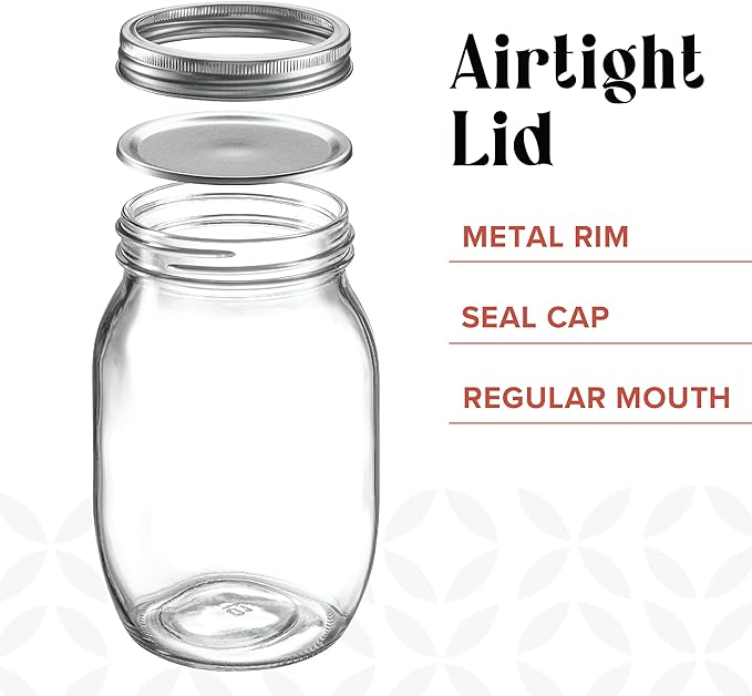 16 oz. Regular-Mouth Glass Mason Jars - Image 2