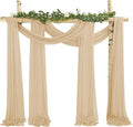 4 Panels Beige Cheesecloth Draping Fabric 35" x 20FT Gauze Fabric Arch Drapes by REWOMC