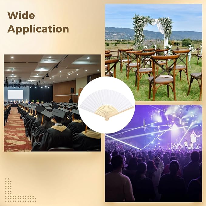 OMISTAR 100 Pcs White Paper Fans, Blank Folding Fan - Image 5