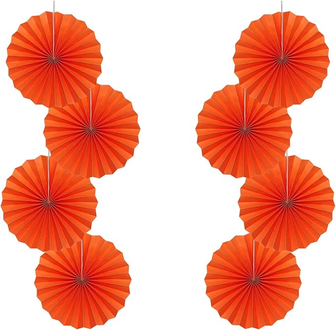 Orange Birthday Party Decorations, DIY Orange Paper Fans Hanging Decoration by BARTHEW