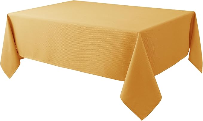 Biscaynebay Fall Tablecloth Textured Fabric 60x84 Inch Rectangular, Fall Gold by Biscaynebay