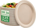 Vplus 100% Compostable Oval Paper Plates 10 inch 125 Pack Super Strong by Vplus
