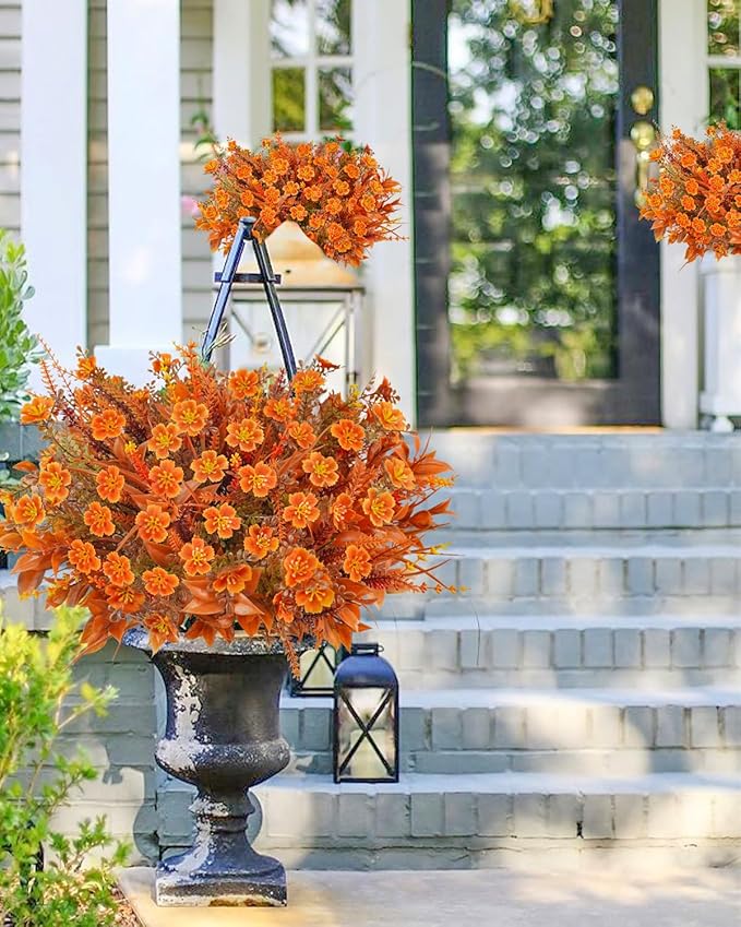 40 Pcs Artificial Fall Flowers Outdoor Faux Fall Plants UV Resistant Fall - Image 5