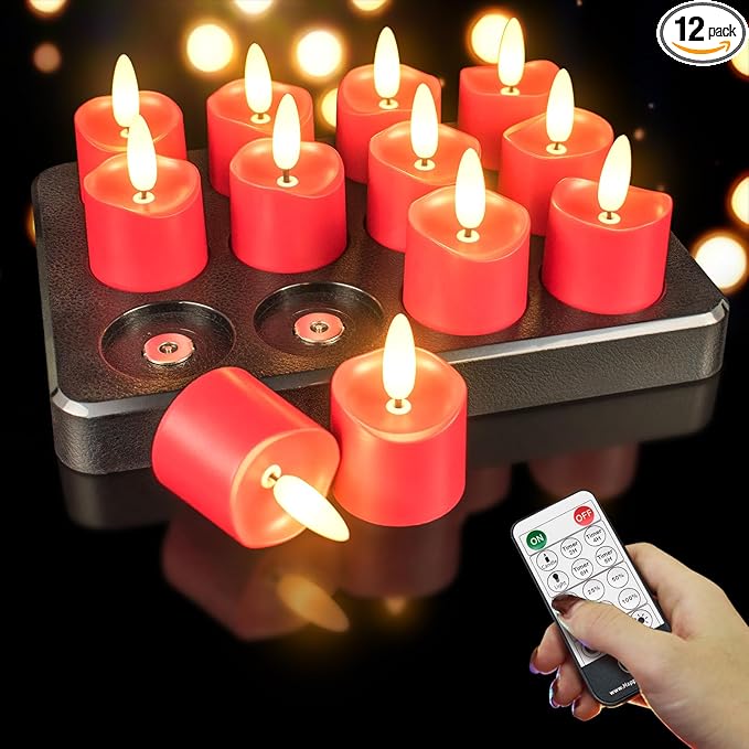 HL Rechargeable Waterproof Tea Lights, 100H+ Highly Bright Led Flameless Candles by HLHappinessLight