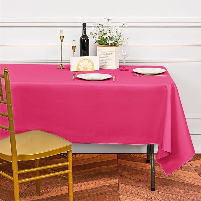 10 Pack Hot Pink Tablecloths for 6 Foot Rectangle Tables 60 x 102 Inch - 6ft - Image 6