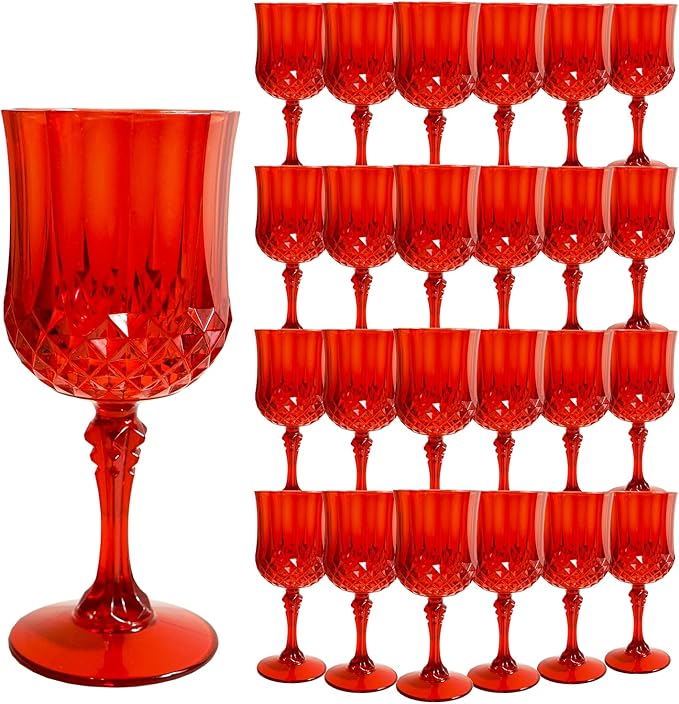 Plastic Wine Glasses，Plastic Goblets Vintage Style Cordial Drinking Glasses by LEYIQUCHAMPAGNEWINEGLASSES