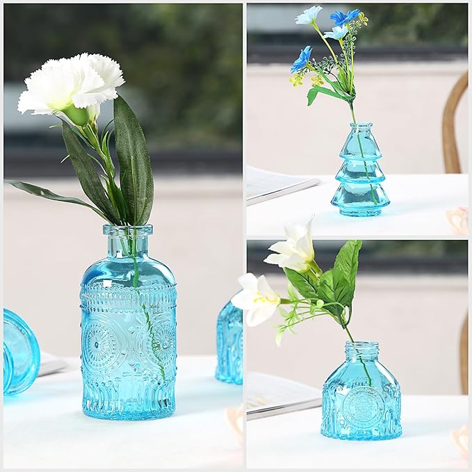 Glass Bud Vase Set, Mini Vases for Flowers, Bulk Vintage Mini Vases for - Image 8