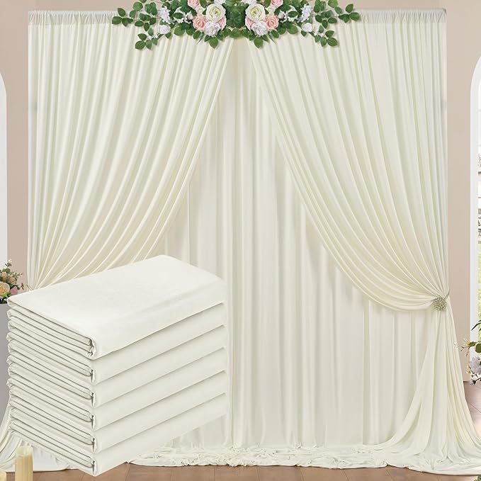 30 ft x 10 ft Wrinkle Free Ivory Backdrop Curtain by Outpain