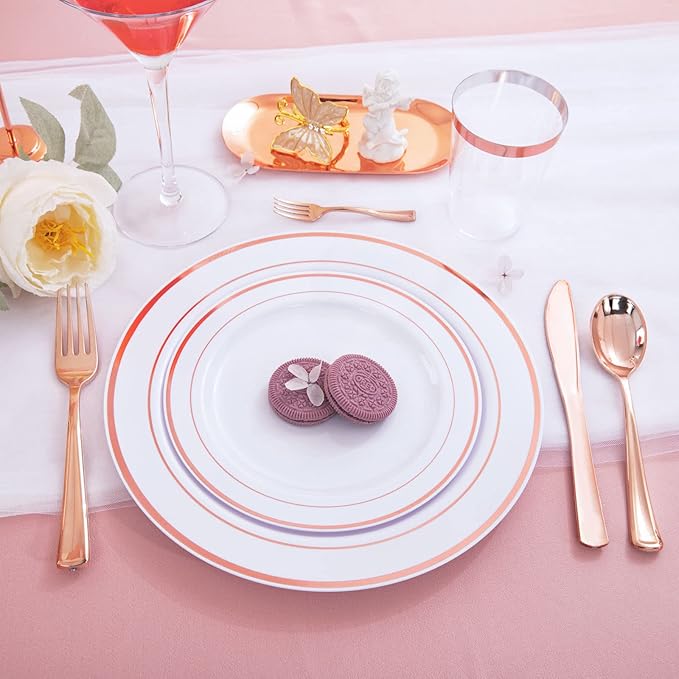 WDF160 Piece Rose Gold Disposable Cutlery Set - Image 4