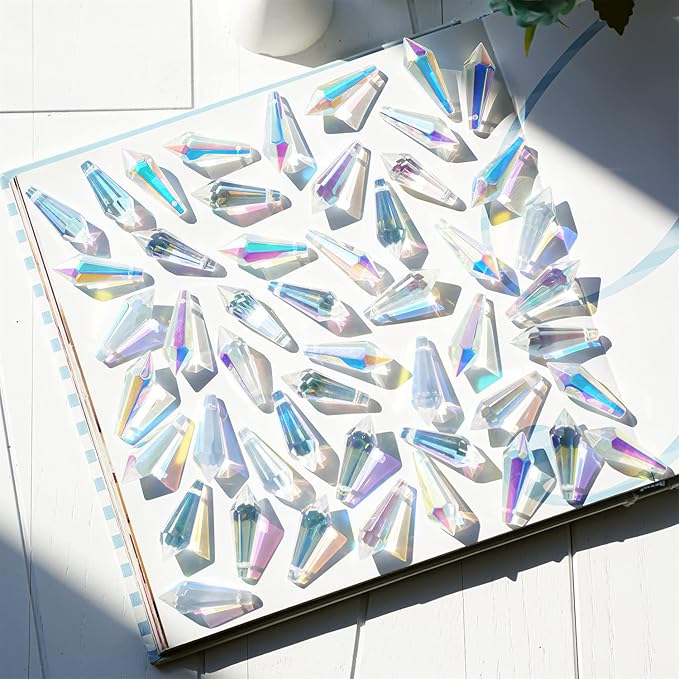 50pcs 38mm Suncatcher Crystal Icicle Prisms Pendant, Icicle Chandelier Crystals - Image 2