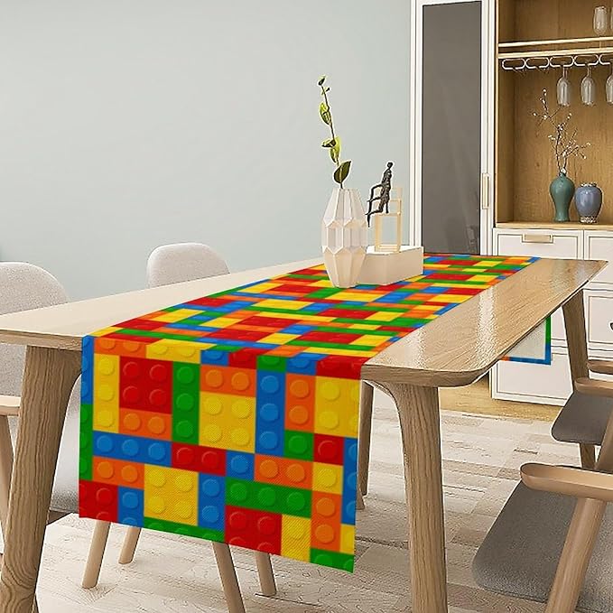 Building Blocks Table Runner Funny Celebration Party Birthday Party - Image 7