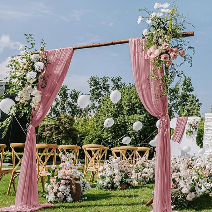 Dusty Rose Wedding Arch Draping Fabric 2 Panels 29" x 20 FT Wedding Drapes by DeZerlor