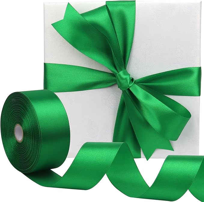 Green Solid Satin Ribbon 1-1/2 Inch 50 Yards Solid Polyester Fabric Ribbon - Image 5