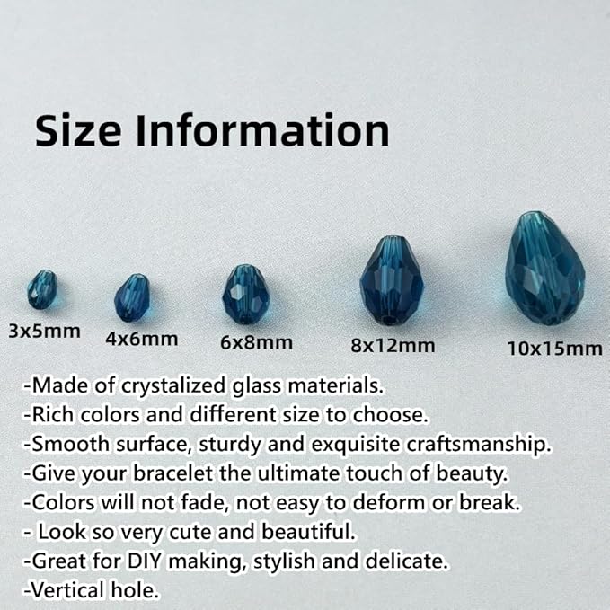 100pcs 8x12mm Teardrop Crystal Glass Beads - Image 2