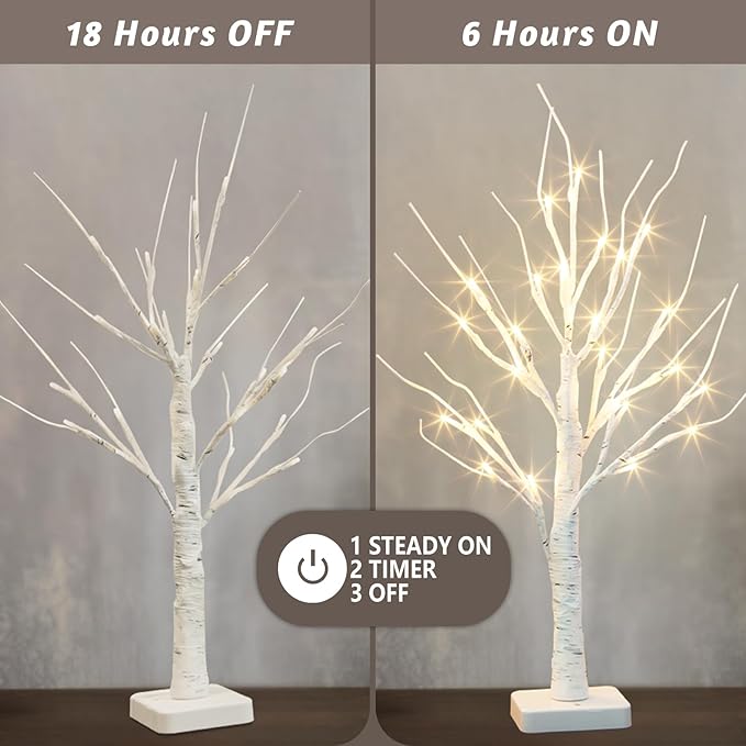 Vanthylit 4 Pcs Lighted Birch Tree Battery Powered Tabletop Tree Decorations - Image 7