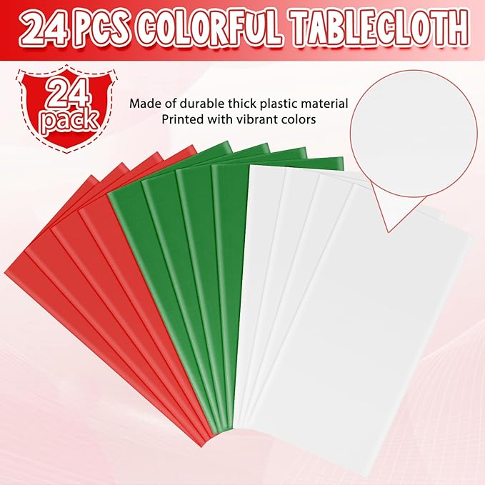 MASHAN 24 Pack Christmas Tablecloth Bulk, Rectangle Italy Theme Table Covers - Image 4