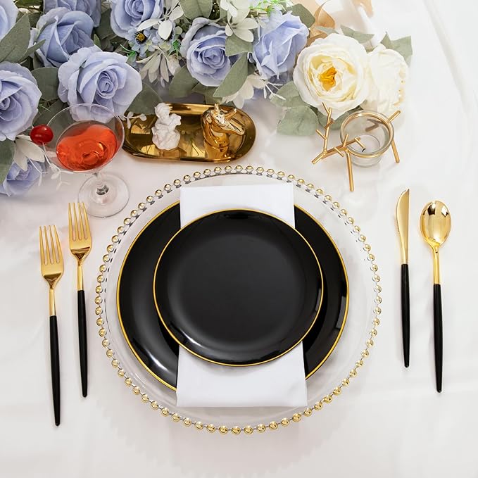 I00000 144 PCS Black Silverware Set, Plastic Silverware - Image 6