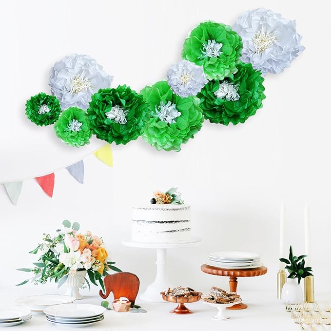 Green Paper Flowers Decoration for Boho Wedding, Bridal or Baby Showers - Image 4