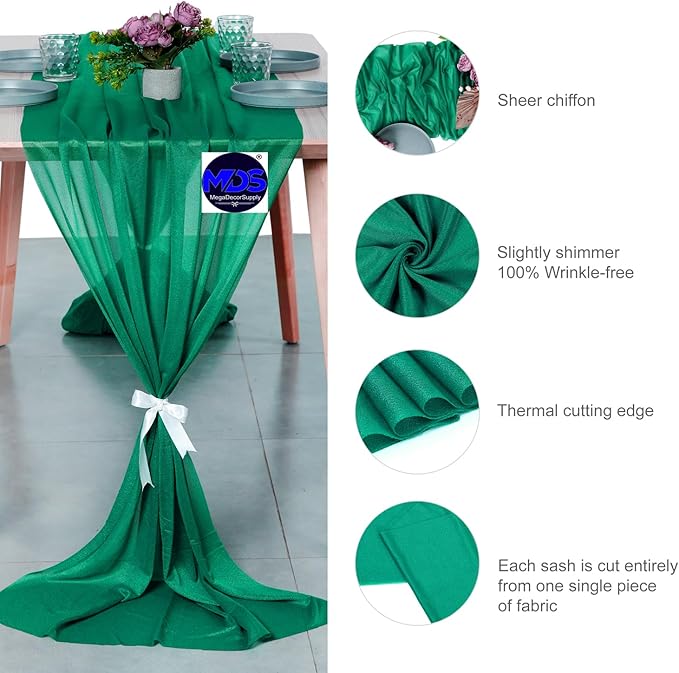 MDS 5 Pack 10ft Chiffon Table Runner 29 x 120 Inches Sheer Wedding Runner - Image 6