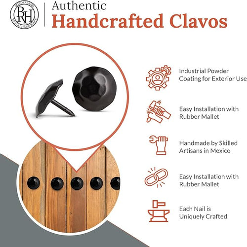 10 Pack 1.25" Round Head Iron Clavos Decorative Nails – Black – Handmade Rustic - Image 2
