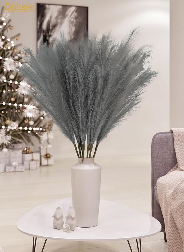 35" Faux Pampas Grass Decor Grey - Image 6