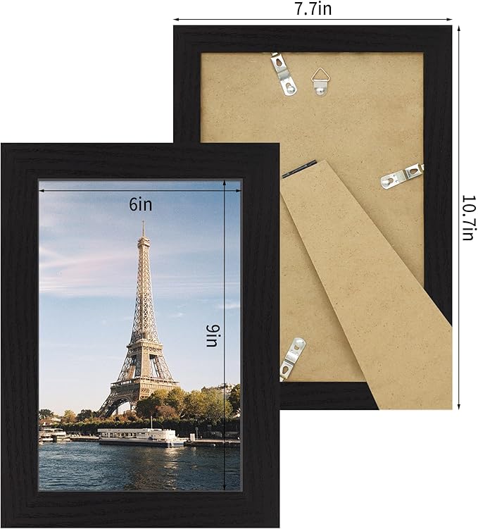 6x9 Picture Frame Set of 4, Wood Rustic 6 x 9 Photo Frames - Image 4