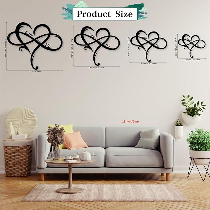 Custom Infinity Metal Sign, Personalized Metal Name Sign Engagement Wedding - Image 5