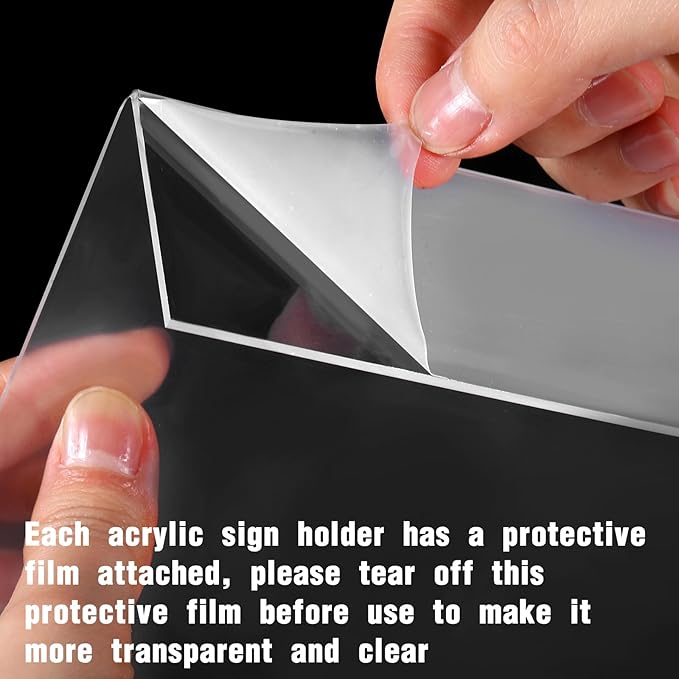Vicenpal 100 Pcs 7x5 Inch Clear Acrylic Sign Holder Plastic L-shape Vertical - Image 3