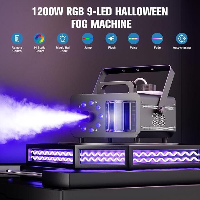 Fog Machine with RGBW LED Lights, 1200W Professional Smoke Machine, 1L Tank - Image 3