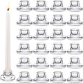 24 PCS Glass Taper Candle Holders Bulk Candlestick Holders Clear Short Tapered by Mkhaslri